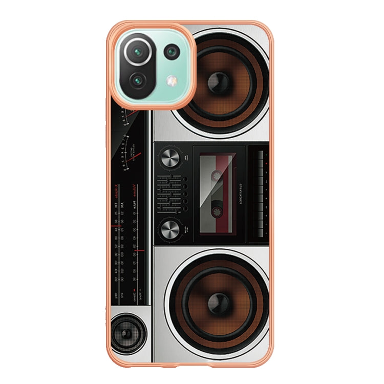 For Xiaomi 11 Lite Electroplating Marble Dual-side IMD Phone Case(Retro Radio)