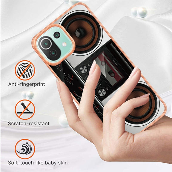 For Xiaomi 11 Lite Electroplating Marble Dual-side IMD Phone Case(Retro Radio)