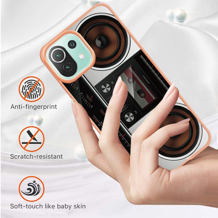 For Xiaomi 11 Lite Electroplating Marble Dual-side IMD Phone Case(Retro Radio)