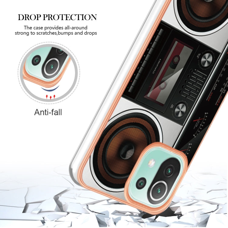 For Xiaomi 11 Lite Electroplating Marble Dual-side IMD Phone Case(Retro Radio)
