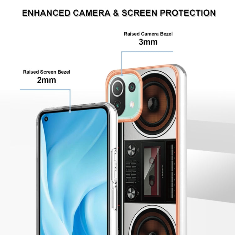 For Xiaomi 11 Lite Electroplating Marble Dual-side IMD Phone Case(Retro Radio)