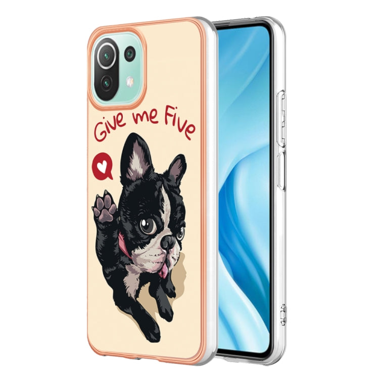 For Xiaomi 11 Lite Electroplating Marble Dual-side IMD Phone Case(Lucky Dog)