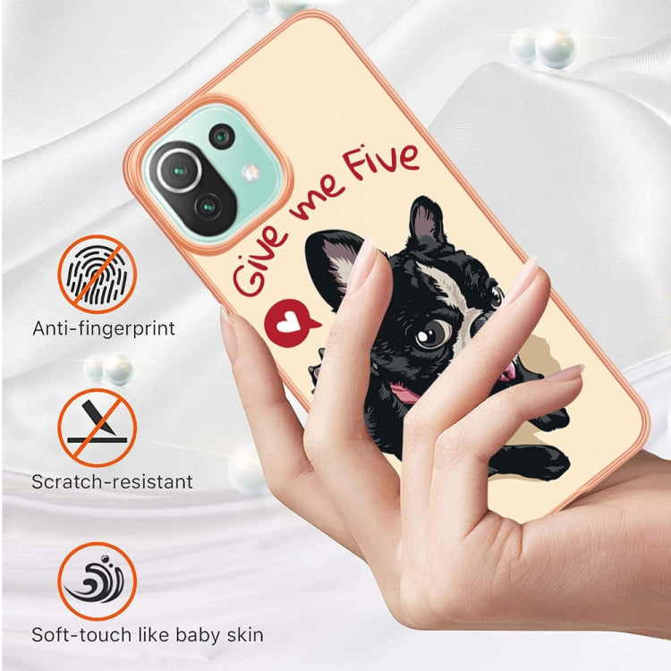 For Xiaomi 11 Lite Electroplating Marble Dual-side IMD Phone Case(Lucky Dog)