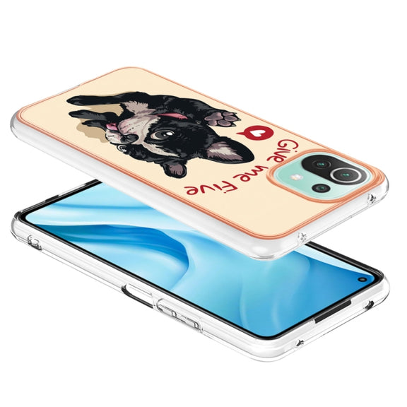 For Xiaomi 11 Lite Electroplating Marble Dual-side IMD Phone Case(Lucky Dog)