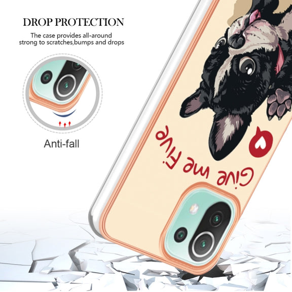For Xiaomi 11 Lite Electroplating Marble Dual-side IMD Phone Case(Lucky Dog)