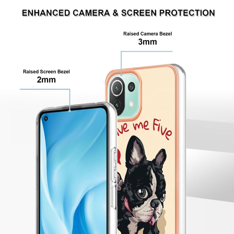 For Xiaomi 11 Lite Electroplating Marble Dual-side IMD Phone Case(Lucky Dog)