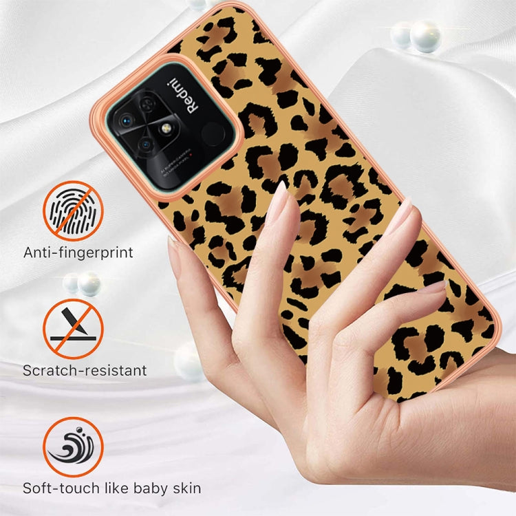 For Xiaomi Redmi 10C Electroplating Marble Dual-side IMD Phone Case(Leopard Print)