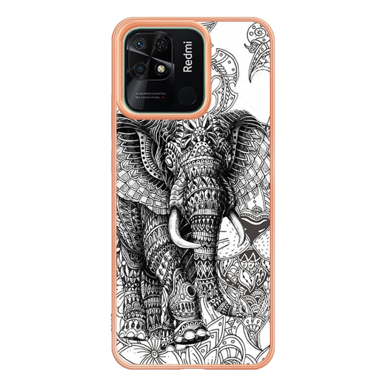 For Xiaomi Redmi 10C Electroplating Marble Dual-side IMD Phone Case(Totem Elephant)