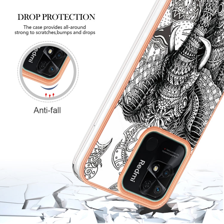 For Xiaomi Redmi 10C Electroplating Marble Dual-side IMD Phone Case(Totem Elephant)