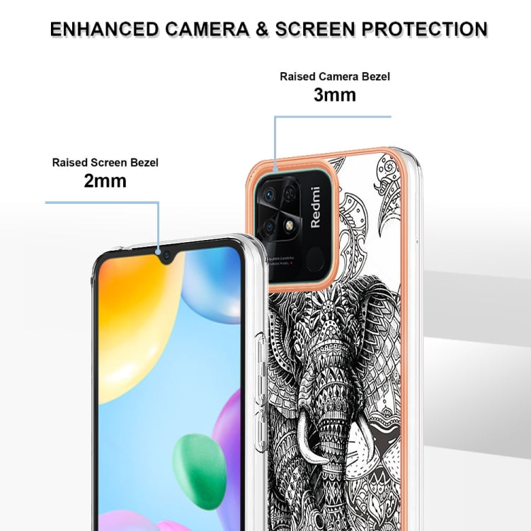 For Xiaomi Redmi 10C Electroplating Marble Dual-side IMD Phone Case(Totem Elephant)
