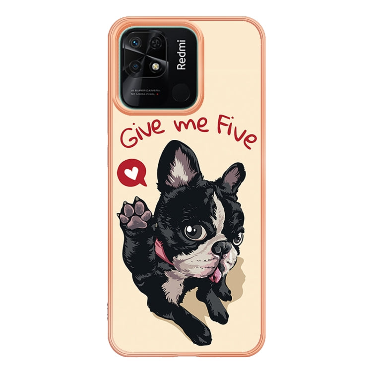 For Xiaomi Redmi 10C Electroplating Marble Dual-side IMD Phone Case(Lucky Dog)