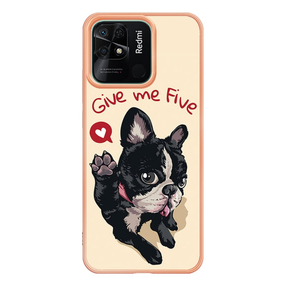 For Xiaomi Redmi 10C Electroplating Marble Dual-side IMD Phone Case(Lucky Dog)