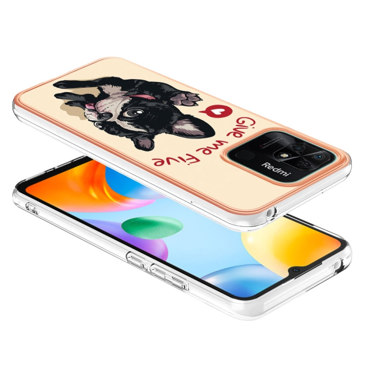 For Xiaomi Redmi 10C Electroplating Marble Dual-side IMD Phone Case(Lucky Dog)