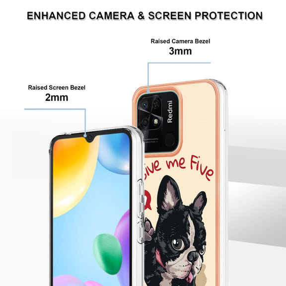 For Xiaomi Redmi 10C Electroplating Marble Dual-side IMD Phone Case(Lucky Dog)