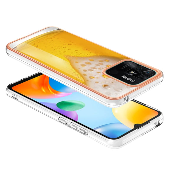For Xiaomi Redmi 10C Electroplating Marble Dual-side IMD Phone Case(Draft Beer)