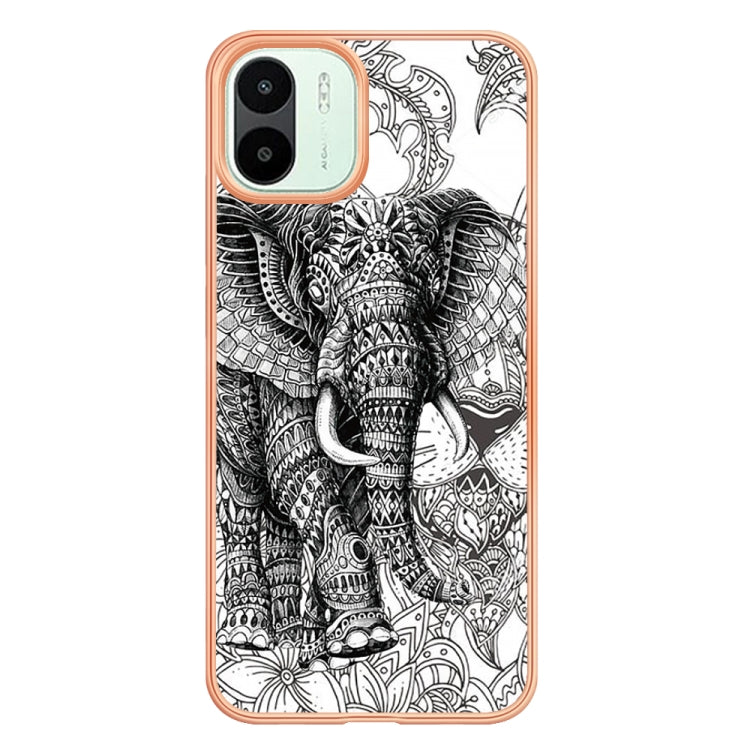 For Xiaomi Redmi A1 Electroplating Marble Dual-side IMD Phone Case(Totem Elephant)