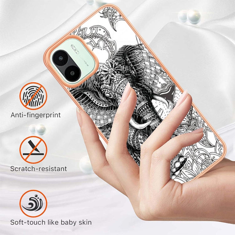 For Xiaomi Redmi A1 Electroplating Marble Dual-side IMD Phone Case(Totem Elephant)