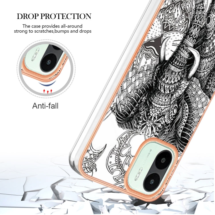 For Xiaomi Redmi A1 Electroplating Marble Dual-side IMD Phone Case(Totem Elephant)