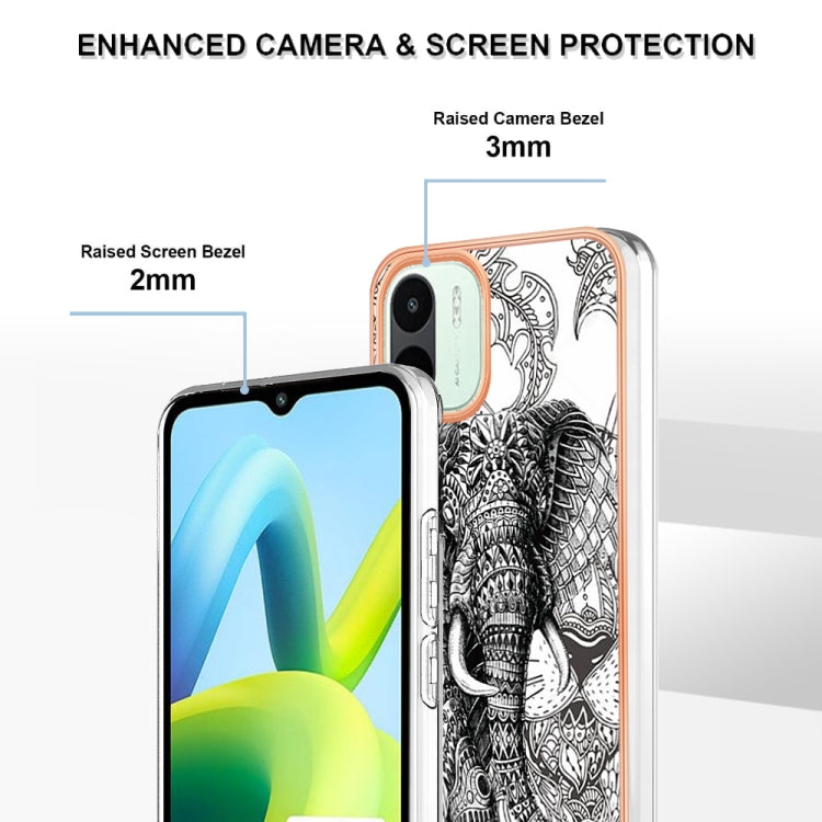 For Xiaomi Redmi A1 Electroplating Marble Dual-side IMD Phone Case(Totem Elephant)