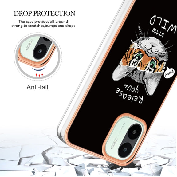 For Xiaomi Redmi A1 Electroplating Marble Dual-side IMD Phone Case(Natural Growth)