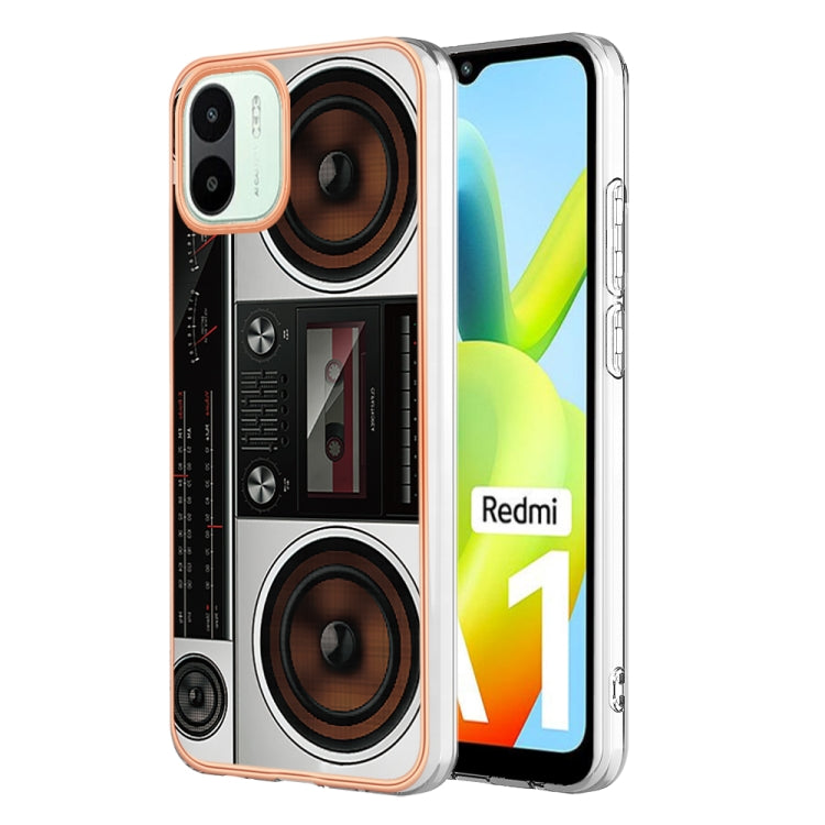 For Xiaomi Redmi A1 Electroplating Marble Dual-side IMD Phone Case(Retro Radio)