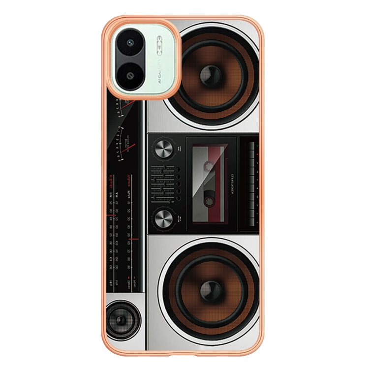 For Xiaomi Redmi A1 Electroplating Marble Dual-side IMD Phone Case(Retro Radio)