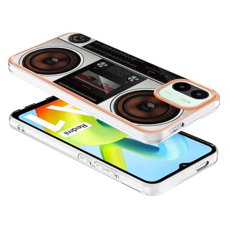 For Xiaomi Redmi A1 Electroplating Marble Dual-side IMD Phone Case(Retro Radio)