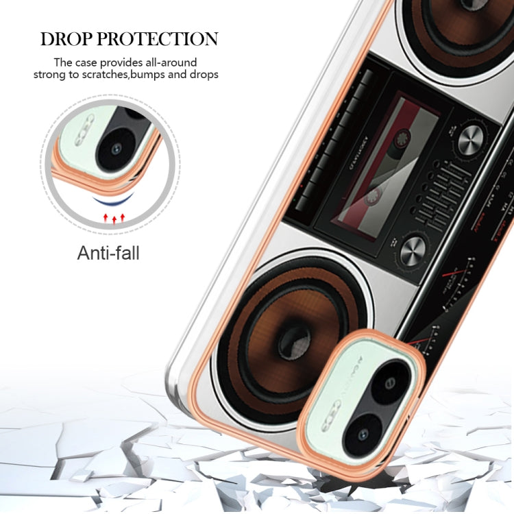 For Xiaomi Redmi A1 Electroplating Marble Dual-side IMD Phone Case(Retro Radio)