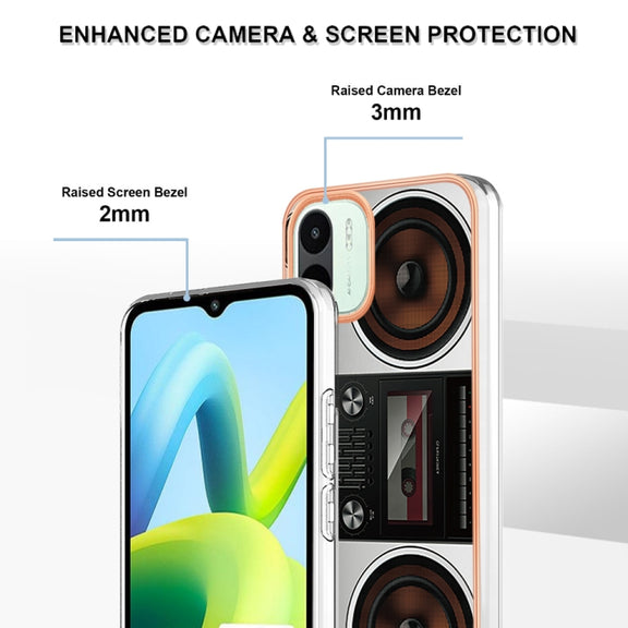 For Xiaomi Redmi A1 Electroplating Marble Dual-side IMD Phone Case(Retro Radio)