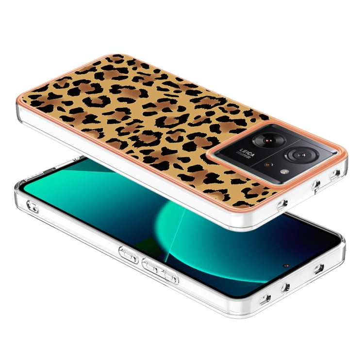 For Xiaomi 13T/13T Pro Electroplating Marble Dual-side IMD Phone Case(Leopard Print)