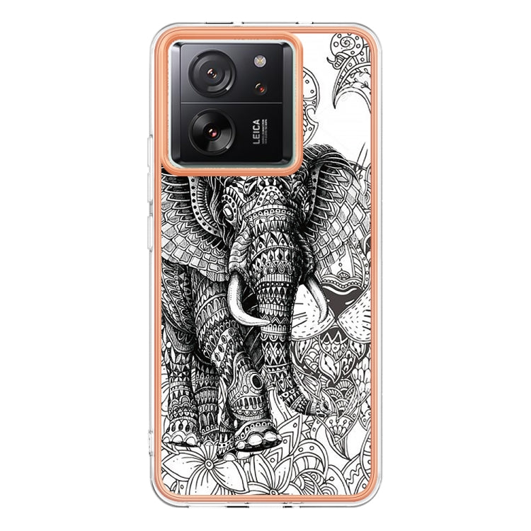 For Xiaomi 13T/13T Pro Electroplating Marble Dual-side IMD Phone Case(Totem Elephant)