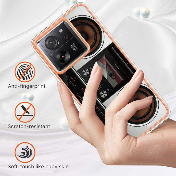 For Xiaomi 13T/13T Pro Electroplating Marble Dual-side IMD Phone Case(Retro Radio)