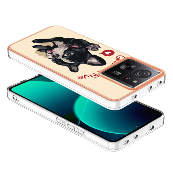For Xiaomi 13T/13T Pro Electroplating Marble Dual-side IMD Phone Case(Lucky Dog)
