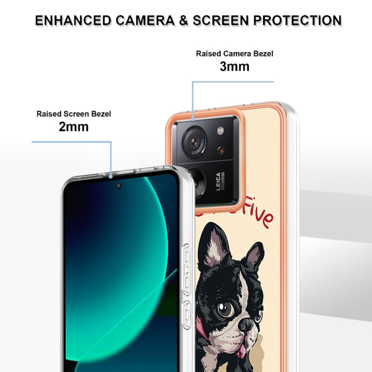For Xiaomi 13T/13T Pro Electroplating Marble Dual-side IMD Phone Case(Lucky Dog)