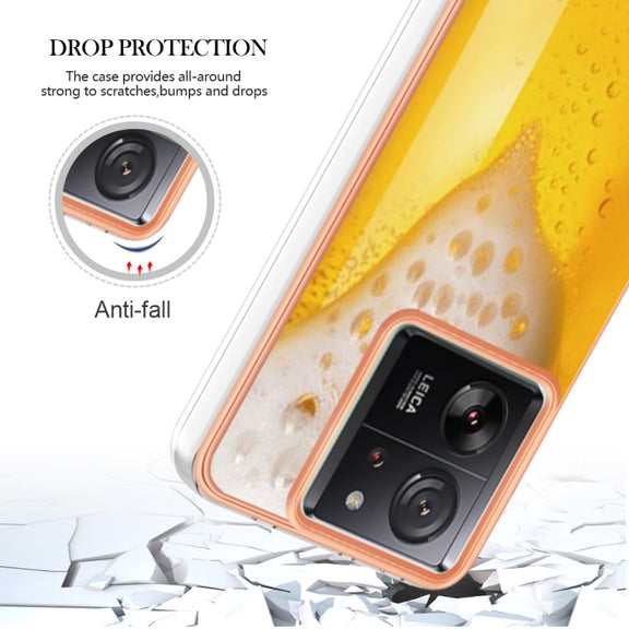 For Xiaomi 13T/13T Pro Electroplating Marble Dual-side IMD Phone Case(Draft Beer)