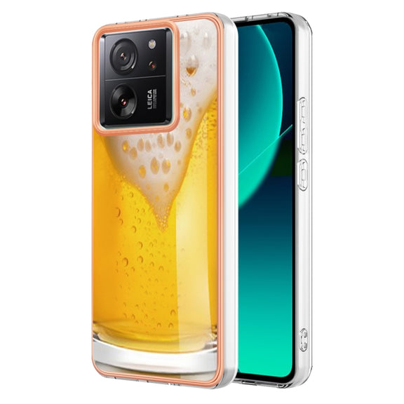 For Xiaomi 13T/13T Pro Electroplating Marble Dual-side IMD Phone Case(Draft Beer)
