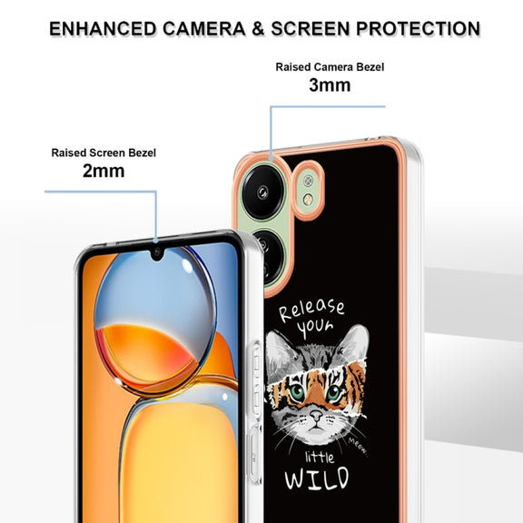 For Xiaomi Redmi 13C 4G Electroplating Marble Dual-side IMD Phone Case(Natural Growth)