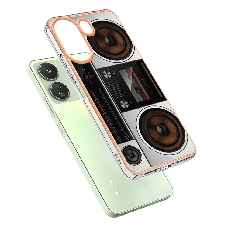 For Xiaomi Redmi 13C 4G Electroplating Marble Dual-side IMD Phone Case(Retro Radio)