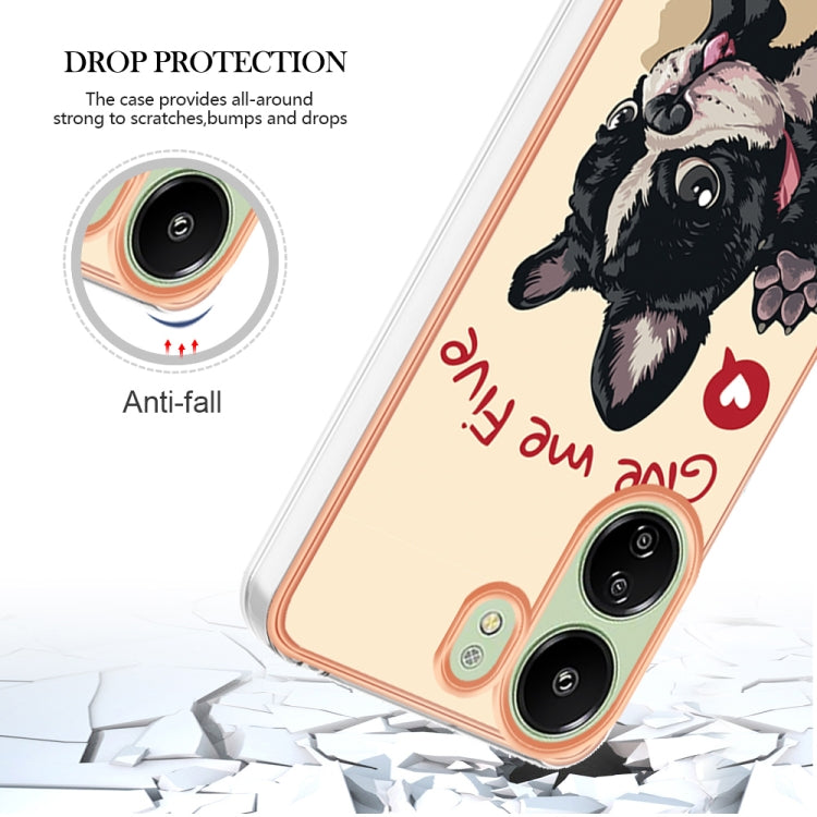For Xiaomi Redmi 13C 4G Electroplating Marble Dual-side IMD Phone Case(Lucky Dog)
