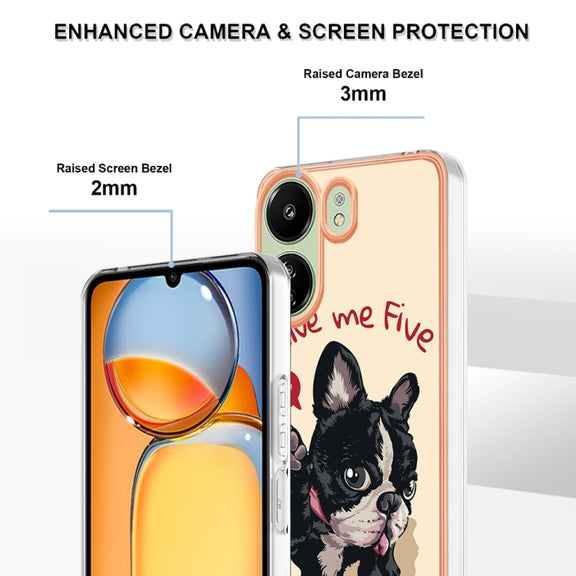 For Xiaomi Redmi 13C 4G Electroplating Marble Dual-side IMD Phone Case(Lucky Dog)