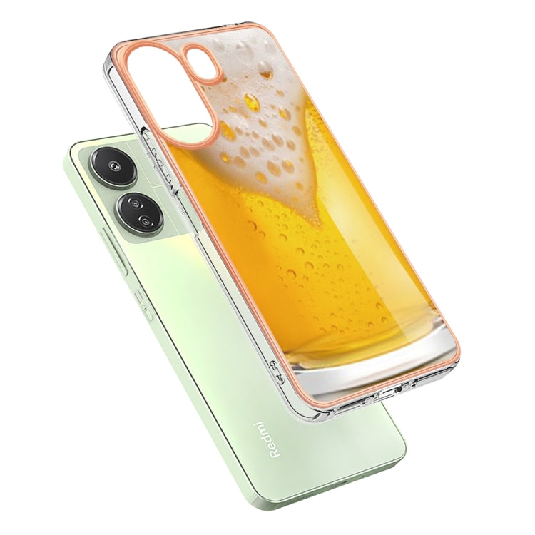 For Xiaomi Redmi 13C 4G Electroplating Marble Dual-side IMD Phone Case(Draft Beer)