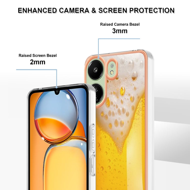 For Xiaomi Redmi 13C 4G Electroplating Marble Dual-side IMD Phone Case(Draft Beer)