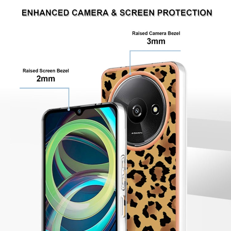 For Xiaomi Redmi A3 Electroplating Marble Dual-side IMD Phone Case(Leopard Print)