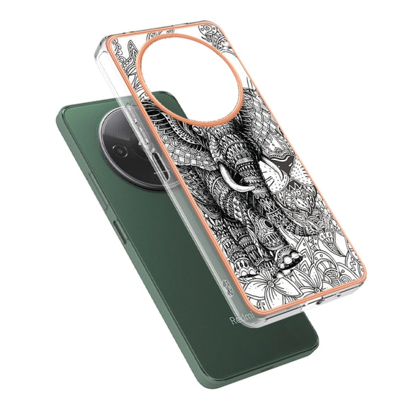 For Xiaomi Redmi A3 Electroplating Marble Dual-side IMD Phone Case(Totem Elephant)