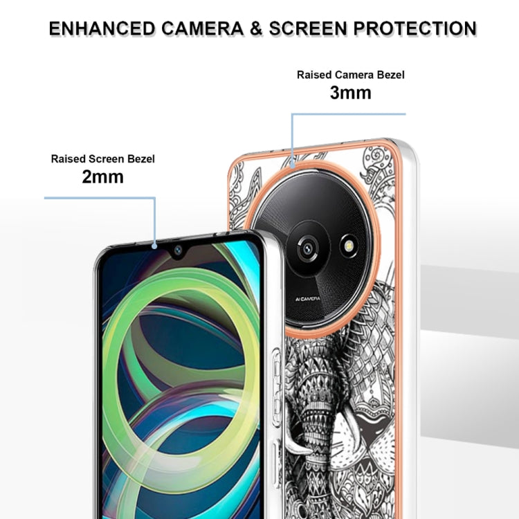 For Xiaomi Redmi A3 Electroplating Marble Dual-side IMD Phone Case(Totem Elephant)
