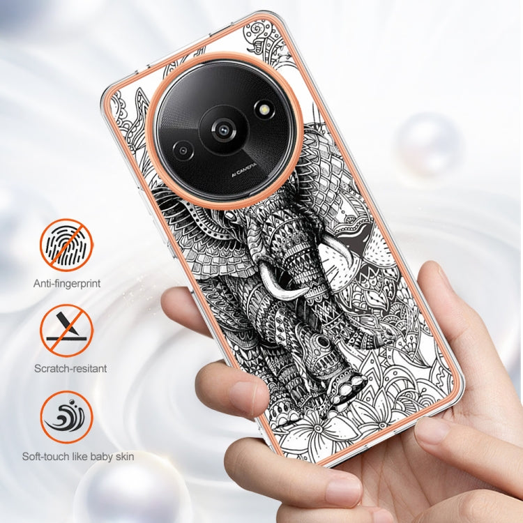 For Xiaomi Redmi A3 Electroplating Marble Dual-side IMD Phone Case(Totem Elephant)