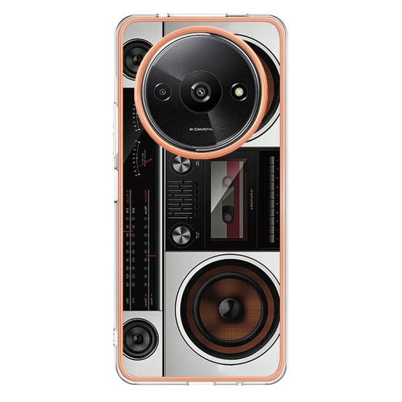 For Xiaomi Redmi A3 Electroplating Marble Dual-side IMD Phone Case(Retro Radio)