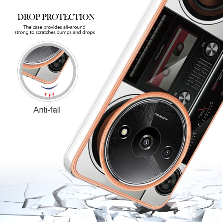 For Xiaomi Redmi A3 Electroplating Marble Dual-side IMD Phone Case(Retro Radio)