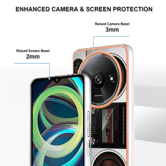 For Xiaomi Redmi A3 Electroplating Marble Dual-side IMD Phone Case(Retro Radio)