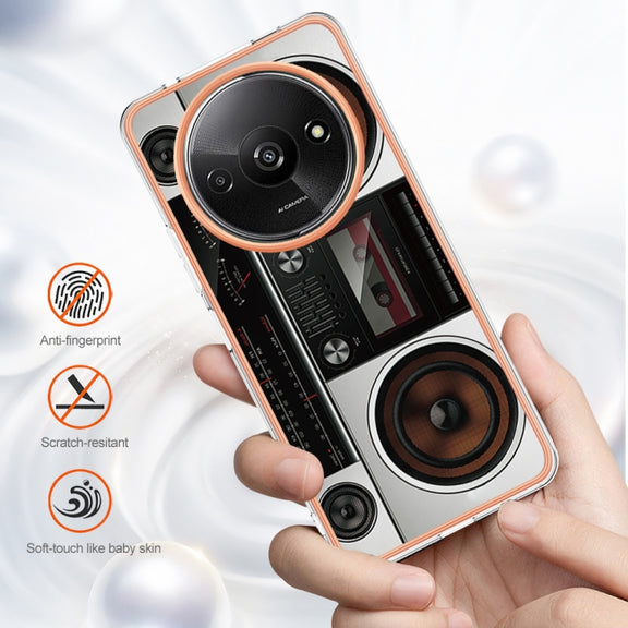 For Xiaomi Redmi A3 Electroplating Marble Dual-side IMD Phone Case(Retro Radio)